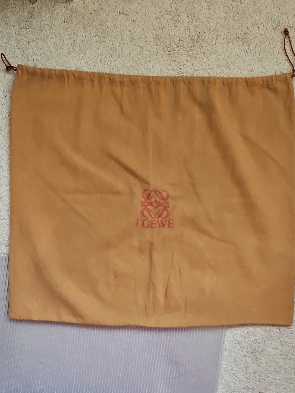 Loewe Yellow-Orange Drawstring Dust Bag with Red Logo